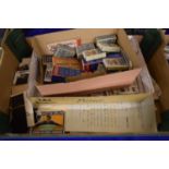 BOX OF MIXED VINTAGE CIGARETTE PACKETS, EPHEMERA ETC
