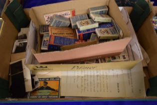 BOX OF MIXED VINTAGE CIGARETTE PACKETS, EPHEMERA ETC