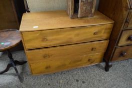 MID-CENTURY LIGHT ELM THREE DRAWER CHEST, PROBABLY ERCOL, 91CM WIDE