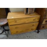 MID-CENTURY LIGHT ELM THREE DRAWER CHEST, PROBABLY ERCOL, 91CM WIDE