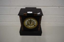 VICTORIAN BLACK SLATE AND MARBLE MANTEL CLOCK