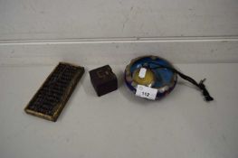 MIXED LOT COMPRISING A SMALL CHINESE ABACUS, CLOISONNE ASHTRAY, SILVER POCKET WATCH ETC