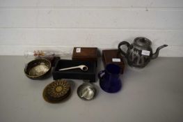 JAPANESE GILT DECORATED BOWL, CHINESE PEWTER MOUNTED TEA POT AND OTHER ITEMS