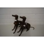 PAIR OF CONTEMPORARY BRONZED METAL MODELS OF GREYHOUNDS