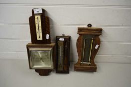 THREE WALL MOUNTED THERMOMETERS AND BAROMETERS