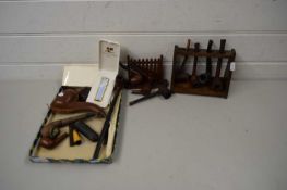 VARIOUS MIXED TOBACCO PIPES, PIPE STANDS ETC