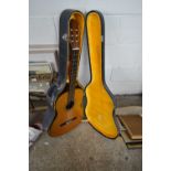 CASED ACOUSTIC GUITAR MARKED 'OBANEZ ANDORRA'