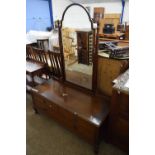 EDWARDIAN MAHOGANY VENEERED MIRROR BACK DRESSING CHEST WITH THREE DRAWERS, 123CM WIDE