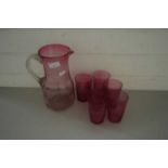 CRANBERRY GLASS LEMONADE SET