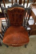 LATE VICTORIAN BUTTON BACK NURSING CHAIR (FOR RESTORATION)