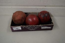 THREE VINTAGE CRICKET BALLS