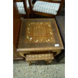 TWO 20TH CENTURY INDIAN CARVED HARDWOOD AND INLAID OCCASIONAL TABLES, LARGEST 44CM WIDE