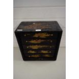 BLACK LACQUERED ORIENTAL FIVE DRAWER CHEST