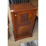 LATE VICTORIAN WALNUT VENEERED MUSIC CABINET WITH CARVED DECORATION, 53CM WIDE