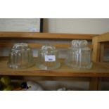 THREE GLASS JELLY MOULDS