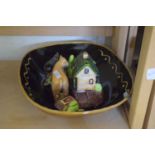 SLIP-WARE DISH, BESWICK MODEL BULLFINCH, BESWICK CALF AND OTHER ORNAMENTS