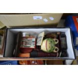 BOX OF MIXED ITEMS TO INCLUDE 00 GAUGE RAILWAY MODEL 'THE DUCHESS OF ATHOLL' WITH TENDER, SMALL