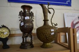 INDIAN BRASS VASE WITH COBRA HANDLE