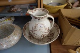 VICTORIAN AQUATIC PATTERN WASHBOWL AND JUG