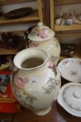 PAIR OF LARGE MODERN FLORAL DECORATED VASES