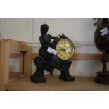 BRONZED RESIN FIGURAL MANTEL CLOCK