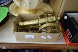 BRASS MODEL CANNON AND A SELECTION OF VARIOUS BULLET CASES
