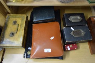 VARIOUS SMALL CASH BOXES, TRAVEL CASE, JEWELLERY BOX ETC