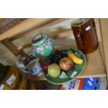 VARIOUS MIXED TEA WARES, MODEL FRUIT ETC