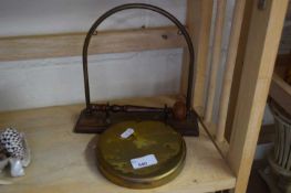 SMALL BRASS DINNER GONG AND STAND