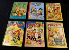 TINY TOTS ANNUAL, 1942, 1943, 1945, 3 vols, 4to, original cloth backed pictorial boards worn +