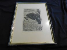 CLARE HARRISON, signed print, waterfall with various deshabille figures caught in the downsurge,