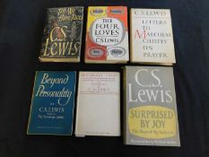 C S LEWIS: 6 titles: SURPRISED BY JOY, London, Geoffrey Bles, 1955, 1st edition, original cloth, d/w
