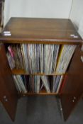 RETRO RECORD CABINET CONTAINING A LARGE QUANTITY OF RECORDS AND SINGLES