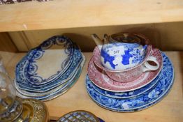 QUANTITY OF CERAMICS INCLUDING TWO CHINESE 18TH CENTURY BLUE AND WHITE PLATES (BOTH A/F) (QTY)