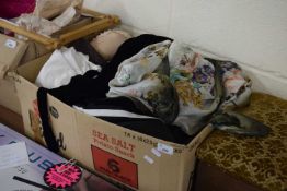 BOX CONTAINING CLOTHES, FABRICS ETC