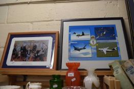 FRAMED CRICKETING PRINT AND FURTHER PRINT OF AIRCRAFT (2)