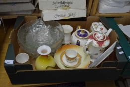 BOX CONTAINING CERAMIC ITEMS AND GLASS WARES