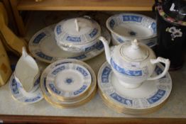 QUANTITY OF COALPORT DINNER AND TEA WARES IN 'REVELRY' PATTERN INCLUDING DINNER PLATES, SERVING