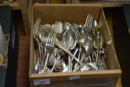 BOX CONTAINING QUANTITY OF PLATED CUTLERY