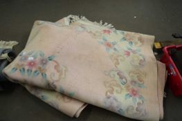 LARGE CHINESE FLORAL WOOL CARPET WITH PINK BACKING