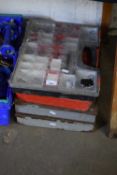 QUANTITY OF TRAYS CONTAINING VARIOUS WASHERS, NAILS ETC