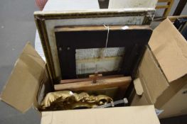 BOX OF MIXED PICTURE FRAMES, MIRROR ETC