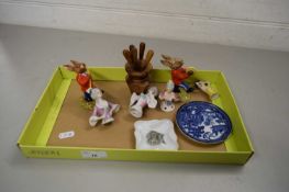 SMALL TRAY CONTAINING QUANTITY OF CERAMIC FIGURES INCLUDING TWO DRUM MAJOR BUNNIKINS FIGURES