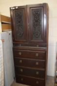 Late Victorian carved cabinet, formerly part of a larger piece. 76cm wide.