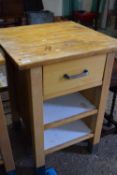 WOODEN TABLE WITH DRAWER AND TWO SHELVES