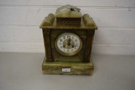 LARGE ONYX CLOCK WITH ENAMEL DIAL