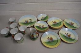 CZECHOSLOVAKIAN PORCELAIN PART TEA SET DECORATED WITH CHINESE FIGURES