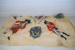 SILK EMBROIDERY FOR ROYAL ENGINEERS CAMERONIANS, ROYAL SCOTS AND THE BLACK WATCH, WITH INSIGNIA