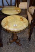 Pair of 1960’s gilt metal stools with marble tops