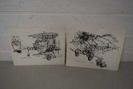 TWO PRINTS BY PENNINGTON OF EARLY AIRCRAFT SCENES, BOTH PRINTS SIGNED IN PENCIL BY JACK PENNINGTON